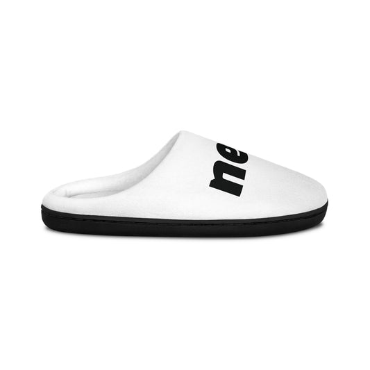 Women's Indoor Slippers — Minimal Black 'X' & 'nexa' Graphic Cozy Slides