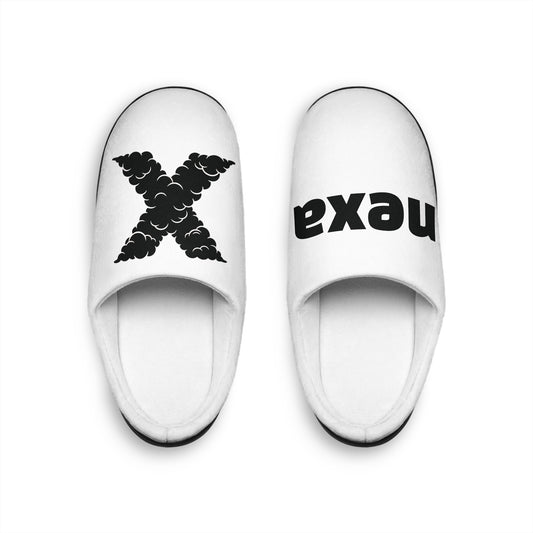 Women's Indoor Slippers — Minimal Black 'X' & 'nexa' Graphic Cozy Slides